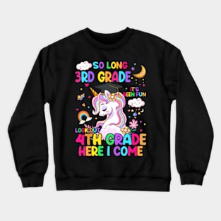 So Long 3rd Grade Graduation Class 2024 Unicorn Girls Crewneck Sweatshirt